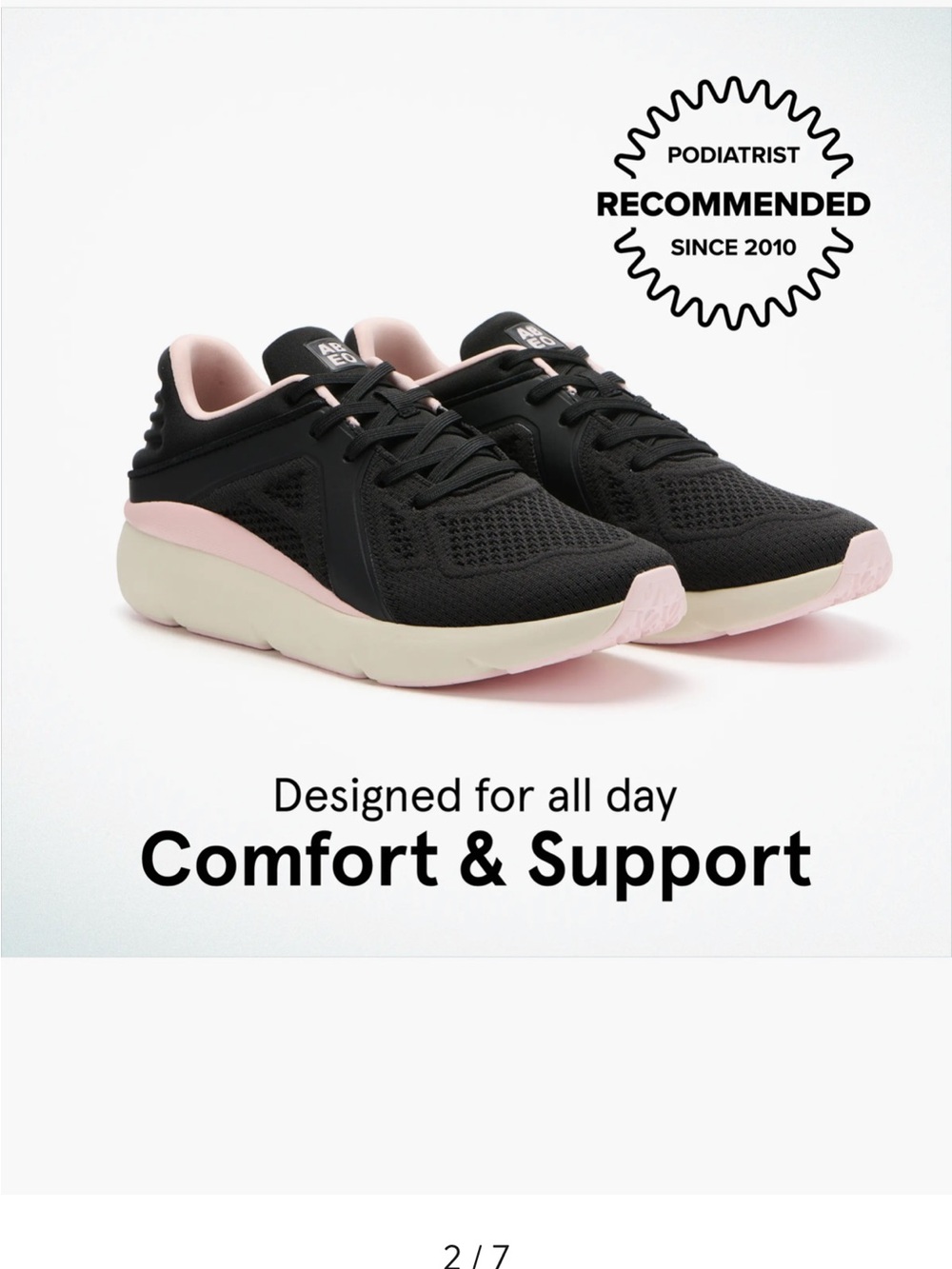 Abeo Black and Pink Cushioned Walking Sneakers